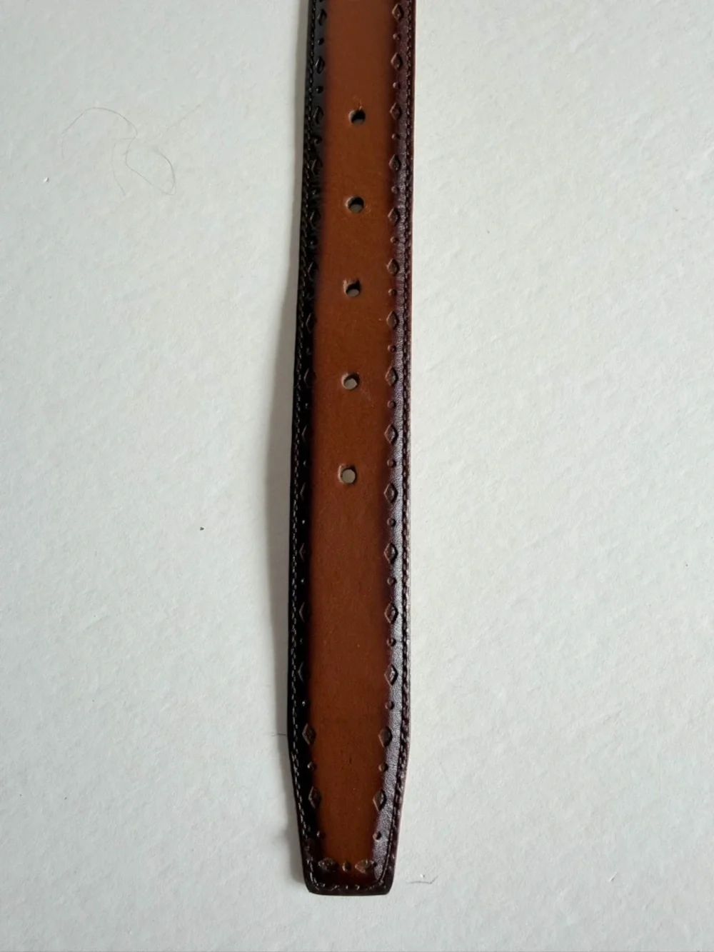 Cole Haan Mens Brown Leather Belt Burnished Stitched Detail - Size 34 - Picture 5 of 7